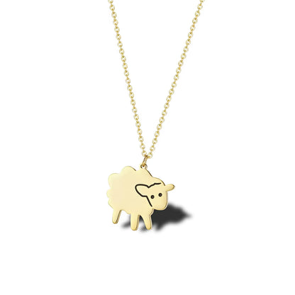 Stainless Steel Simple Sheep Exquisite Farm Cute Lamb Ladies Pendant Necklace Jewelry Best Gift for Man