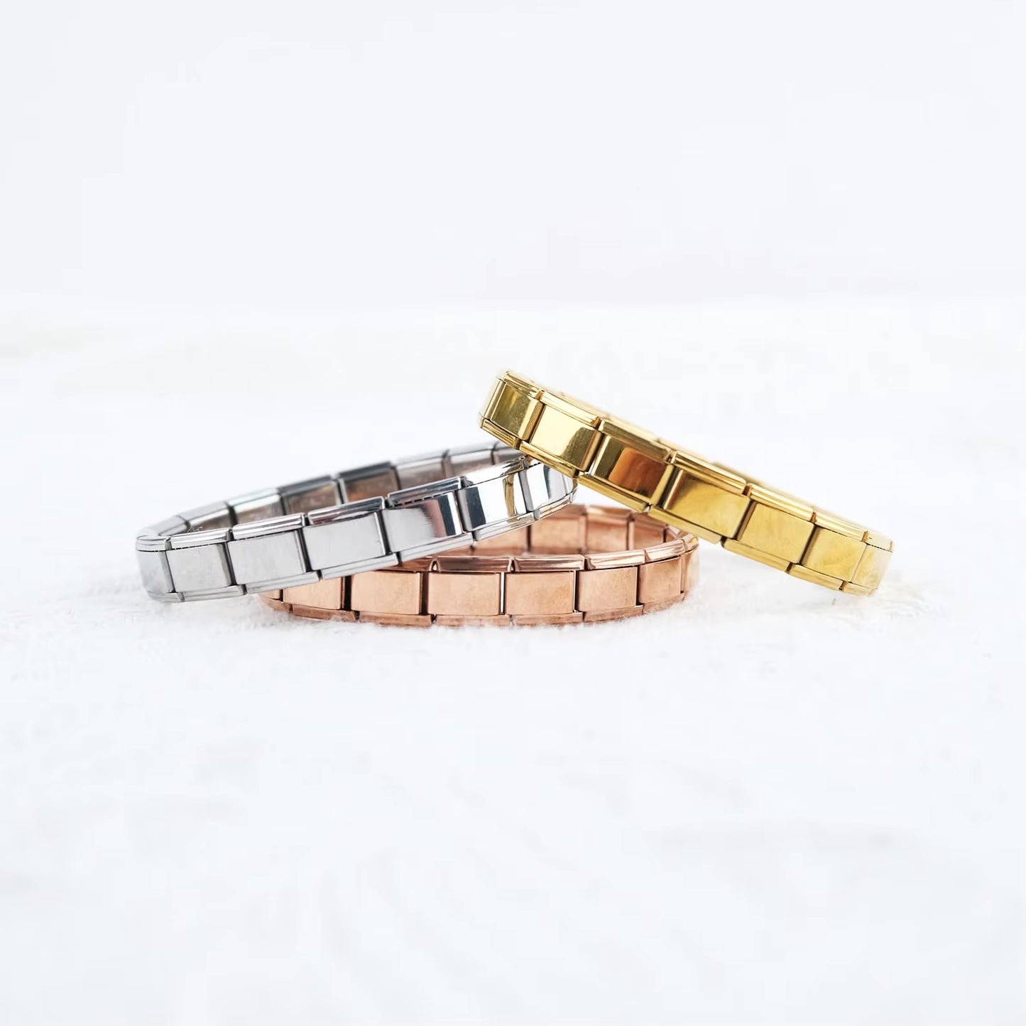 Fashion Simple Elastic Italian Charm Link Chain Stainless Steel Bracelet for Women Men Colorful Bangle on Hand DIY Jewelry Gift