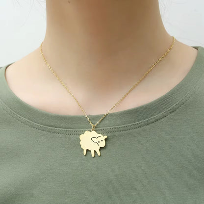 Stainless Steel Simple Sheep Exquisite Farm Cute Lamb Ladies Pendant Necklace Jewelry Best Gift for Man