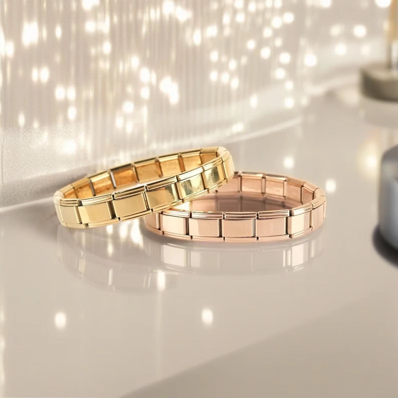 Fashion Simple Elastic Italian Charm Link Chain Stainless Steel Bracelet for Women Men Colorful Bangle on Hand DIY Jewelry Gift