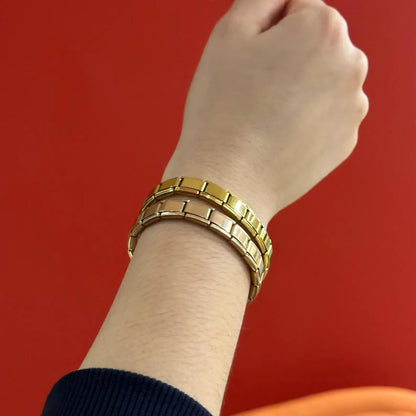 Fashion Simple Elastic Italian Charm Link Chain Stainless Steel Bracelet for Women Men Colorful Bangle on Hand DIY Jewelry Gift