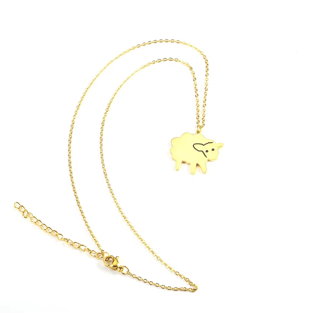 Stainless Steel Simple Sheep Exquisite Farm Cute Lamb Ladies Pendant Necklace Jewelry Best Gift for Man