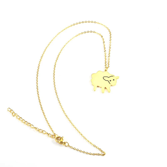 Stainless Steel Simple Sheep Exquisite Farm Cute Lamb Ladies Pendant Necklace Jewelry Best Gift for Man